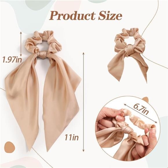 Bow hair scrunchies set silk satin hair ties knotted ribbon hair accessories - Picture 4 of 7